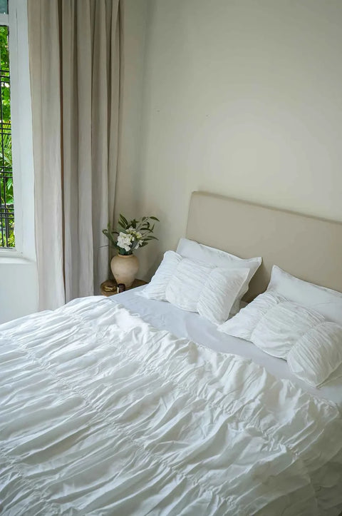 100% Organic Cotton Duvet Cover With Pillowcases- Full Gather (300 TC)