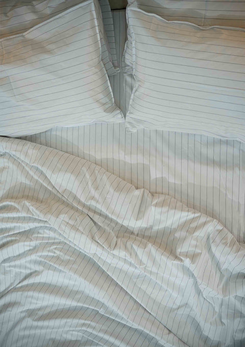 100% Organic Cotton Duvet Cover With Pillowcases- Stripe (300 TC)