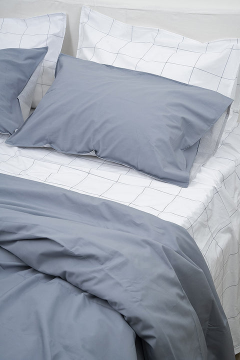 LOM Basics Organic Cotton Duvet Cover With Pillowcases- Slate