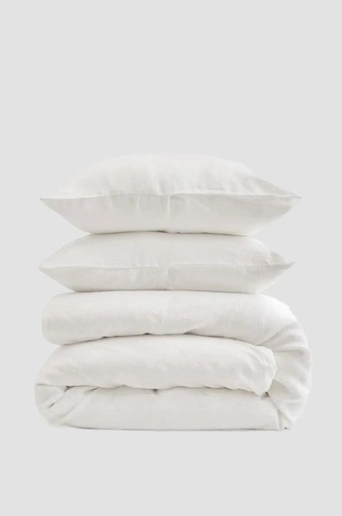 Off White- 100% Linen Duvet Cover with Pillowcases