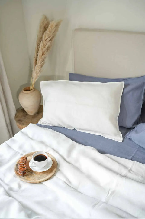 Off White- 100% Linen Duvet Cover with Pillowcases