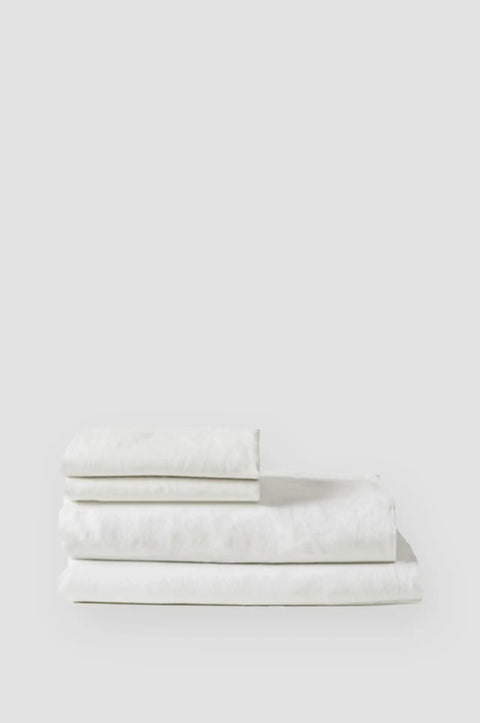 Off White- 100% Linen Bedsheet With Pillow Covers