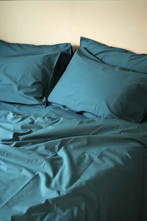 Teal 100% Organic Cotton Bedsheet with Pillow covers (300 TC)