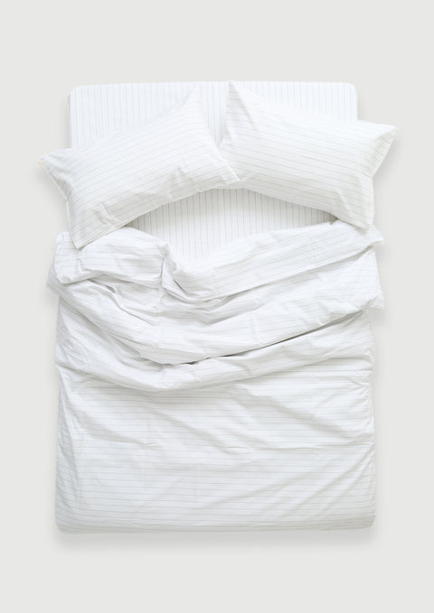 100% Organic Cotton Duvet Cover With Pillowcases- Stripe (300 TC)