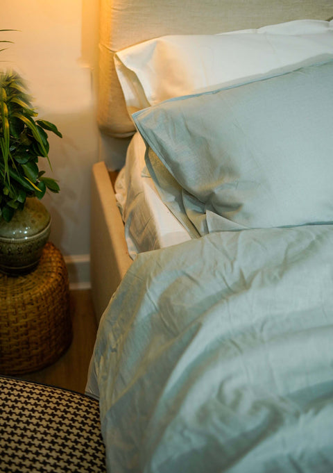 100% Linen Bedsheet With Pillowcases- Mint