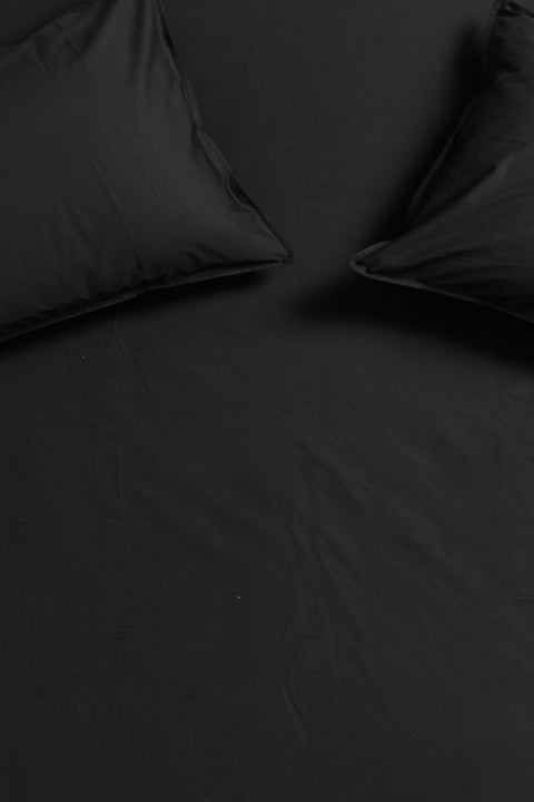 100% Cotton Bedsheet With Pillowcases- Black (300TC)