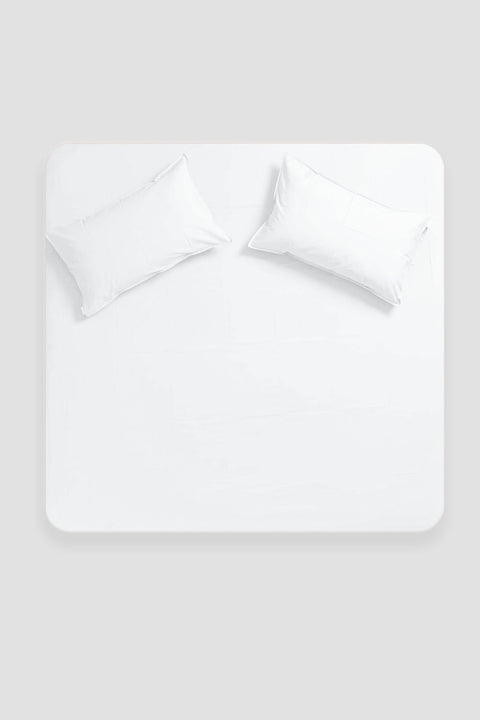 100% Organic Cotton Bedsheet With Pillowcases- White (300TC)