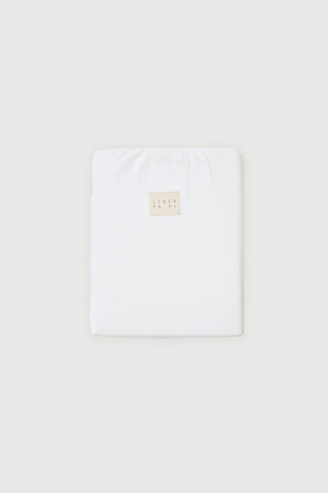 100% Organic Cotton Bedsheet With Gather Pillowcases- White (300TC)
