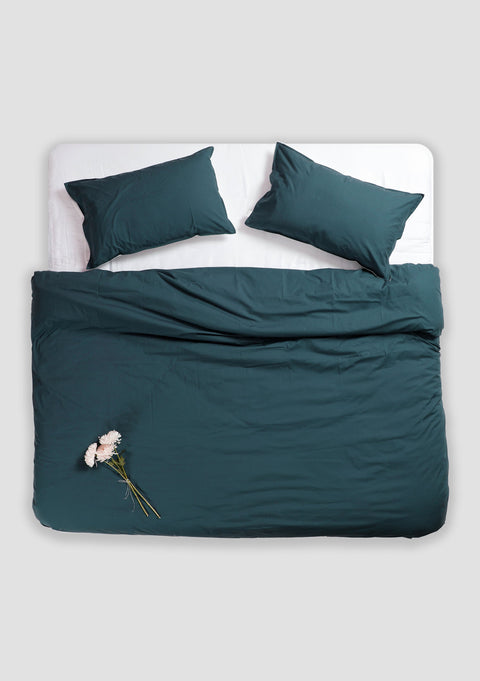 100% Organic Cotton Duvet Cover- Teal (300 TC)