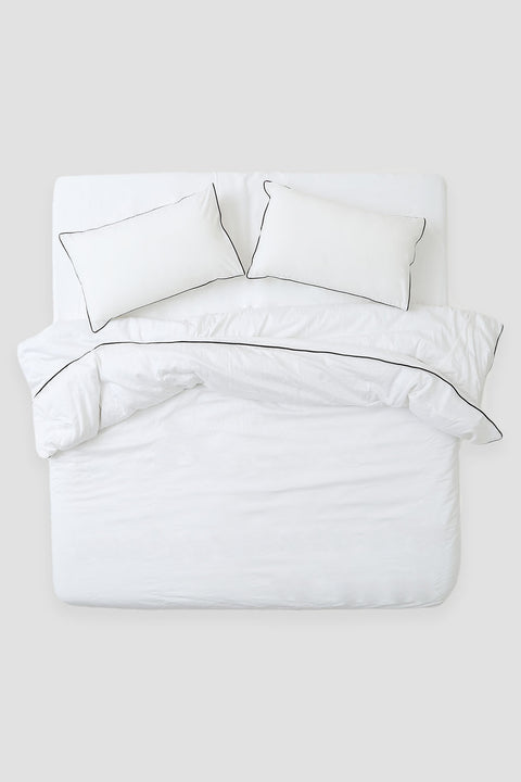 100% Organic Cotton Duvet Cover With Pillowcases- Black Piping (300 TC)
