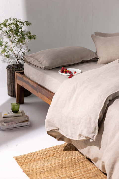 Oatmeal- 100% Linen Duvet Cover with Pillowcases