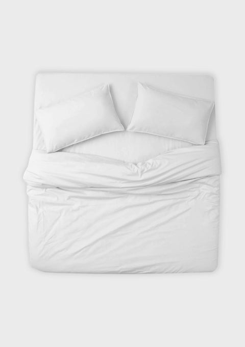 100% Organic Cotton Duvet Cover With Pillowcases- Off White (300 TC)
