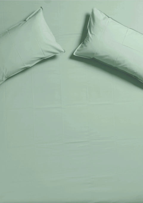 Sage Green 100% Organic Cotton Bedsheet with Pillow covers (300 TC)