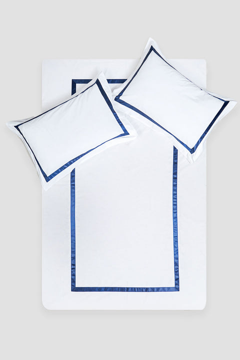 Blue Border 100% Organic Cotton Bedsheet With Pillowcases (300TC)