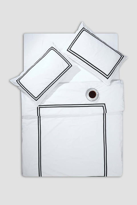100% Organic Cotton Duvet Cover With Pillowcases- Double Line (300 TC)