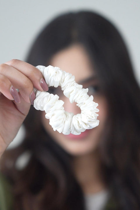 Ivory Large Silk Scrunchies Set of Three