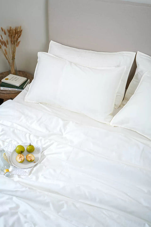 100% Cotton Duvet Cover- Ivory White (300 TC)