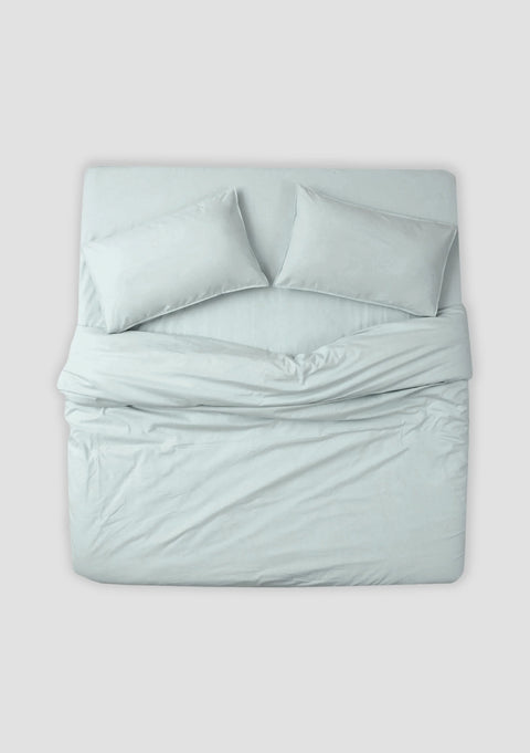 100% Organic Cotton Duvet Cover With Pillowcases- Mint Green (300 TC)