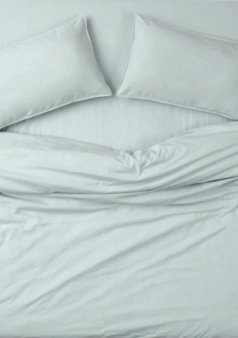 100% Organic Cotton Duvet Cover With Pillowcases- Mint Green (300 TC)