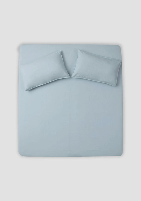 Dusty Blue 100% Organic Cotton Bedsheet with Pillow covers (300 TC)
