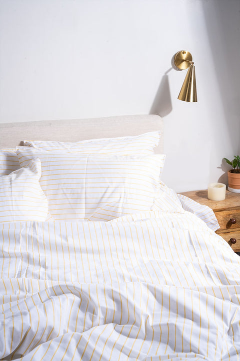 Organic cotton Duvet cover- Yellow Stripes
