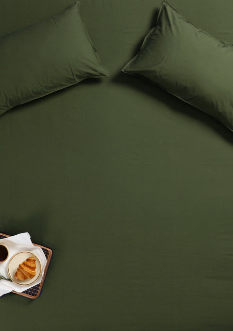 Forest Green 100% Organic Cotton Bedsheet with Pillow covers (300 TC)