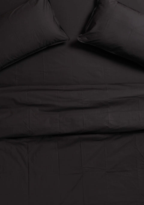 100% Cotton Duvet Cover With Pillowcases- Black (300 TC)