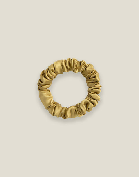 Mustard Skinny Silk Scrunchies Set of Three