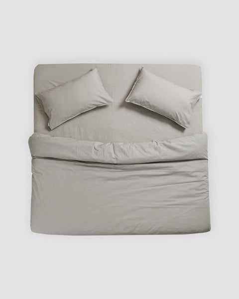 100% Organic Cotton Duvet Cover With Pillowcases- Grey (300 TC)