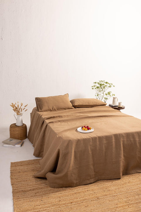 Mocha Mousse- 100% Linen Bedcover with Pillow covers