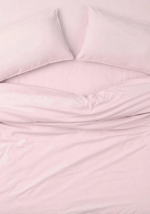 100% Organic Cotton Duvet Cover With Pillowcases- Blush Pink (300 TC)