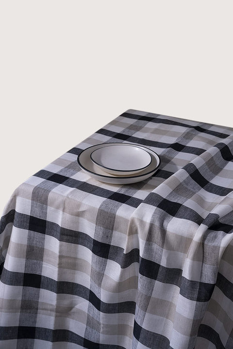BLACK CHECKS LINEN TABLE CLOTH