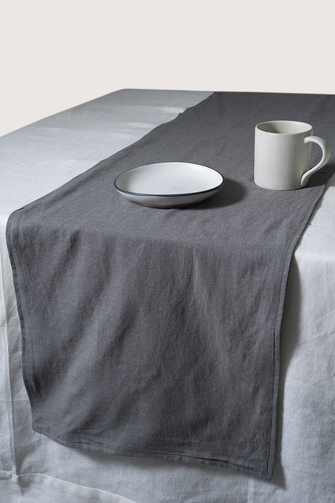 GREY LINEN TABLE RUNNER