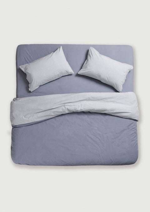 LOM Basics Organic Cotton Duvet Cover With Pillowcases- Slate