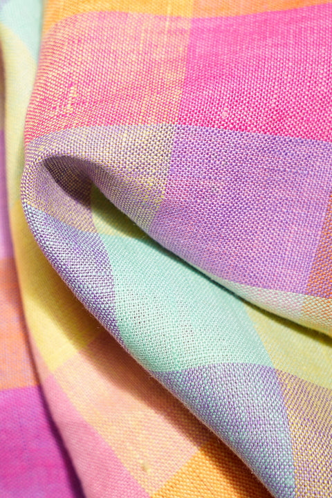 PINK CHECKS LINEN TABLE RUNNER
