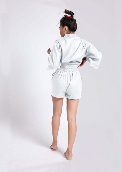 100% Linen shorts set in- White