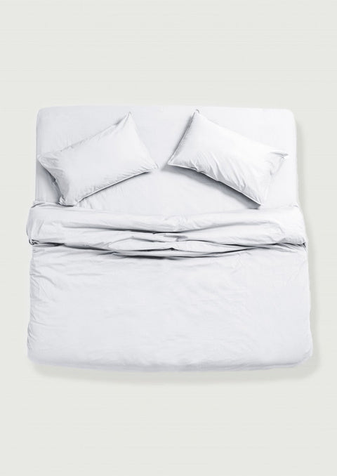 100% Organic Cotton Duvet Cover With Pillowcases- White (300 TC)