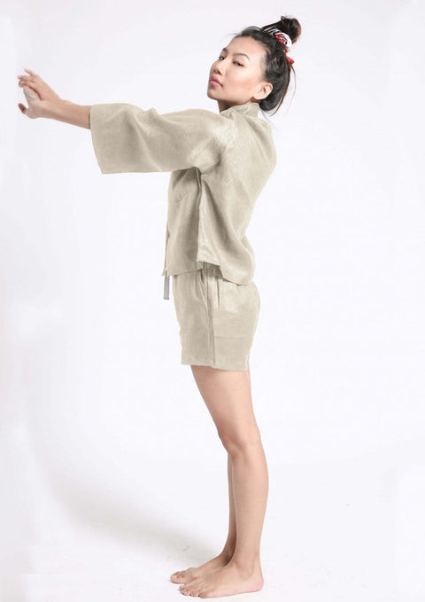 100% Linen shorts set- Beige