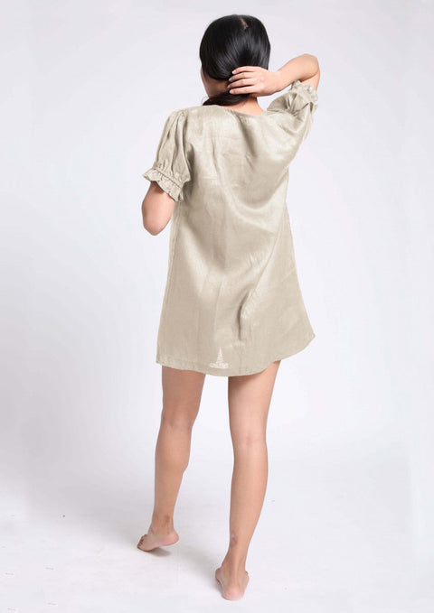 Ruffle Dress in - Beige