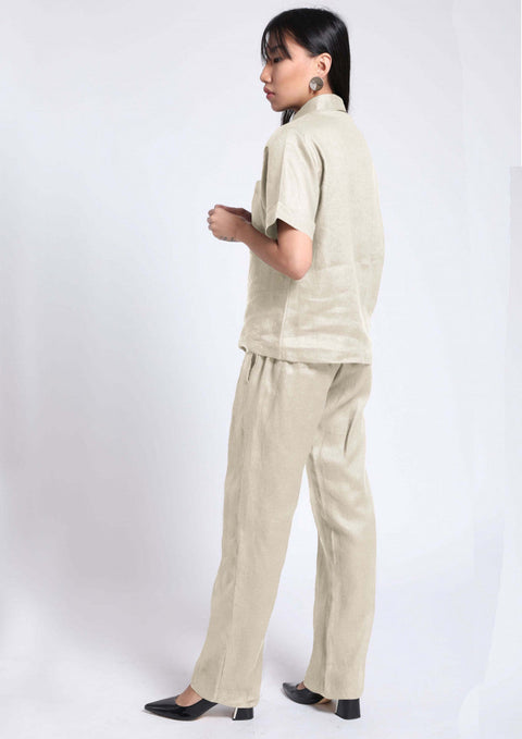 100% Linen Pyjama Set - Beige