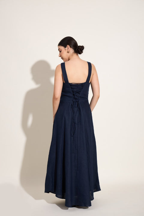 Corset Maxi Dress- Navy