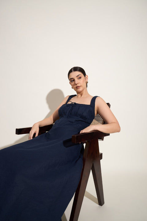 Corset Maxi Dress- Navy