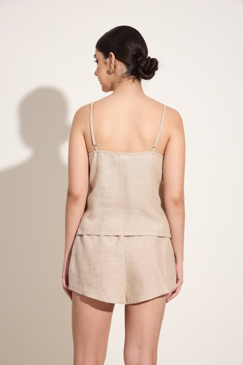 100% Linen Cami & Shorts Set – Natural