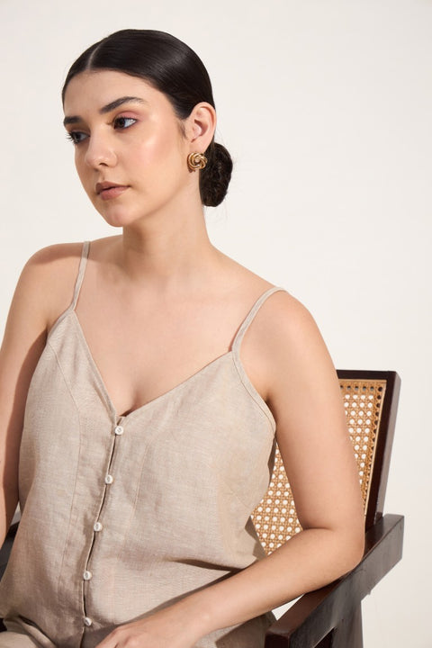 100% Linen Cami & Shorts Set – Natural