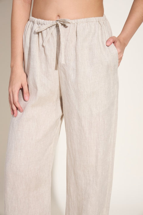 100% Linen Tie-Up Co-ord Set – Oatmeal