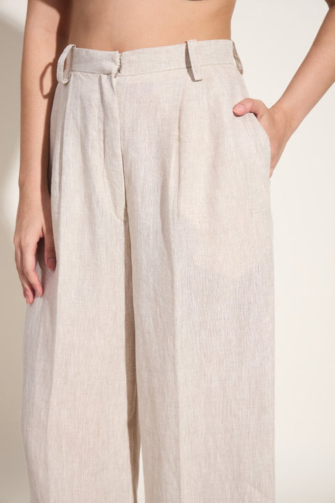 100% Linen Button-Down Co-ord Set – Oatmeal