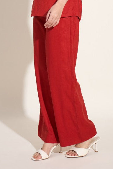 100% Linen Drawstring Pants – Cherry Red