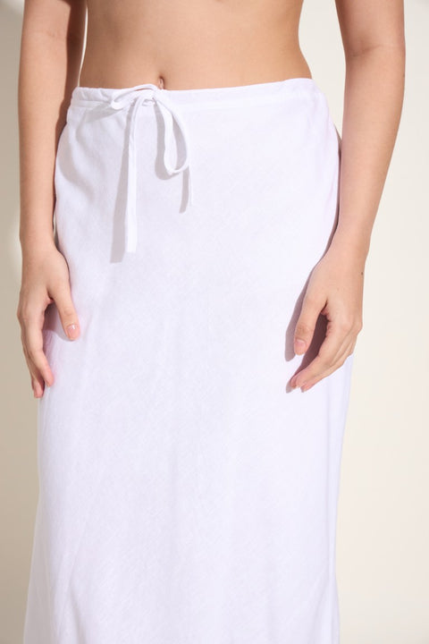 100% Linen Maxi Skirt – White