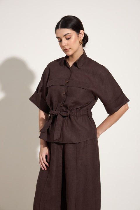100% Linen Utility Co-ord Set – Cocoa