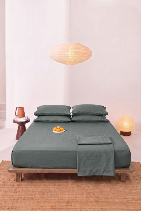 Grey granite- 100% Organic Cotton Bedsheet With Pillowcases- (300 TC)